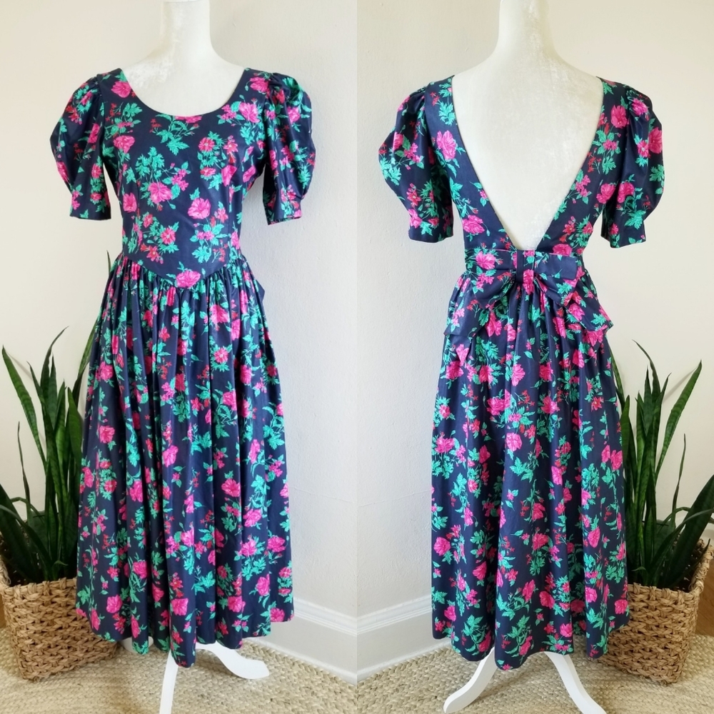 VTG 80s Laura Ashley Floral Party Dress